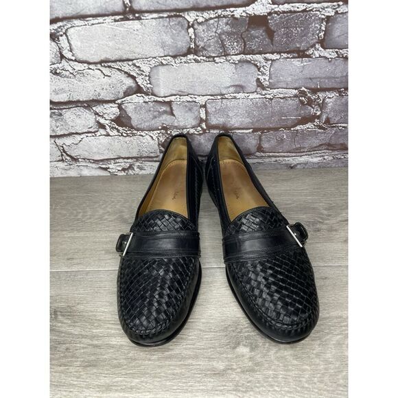 Cole Haan Black Leather Woven Weaves Buckle Loafers Dress Shoes Men 10.5M US/44 - Picture 15 of 16
